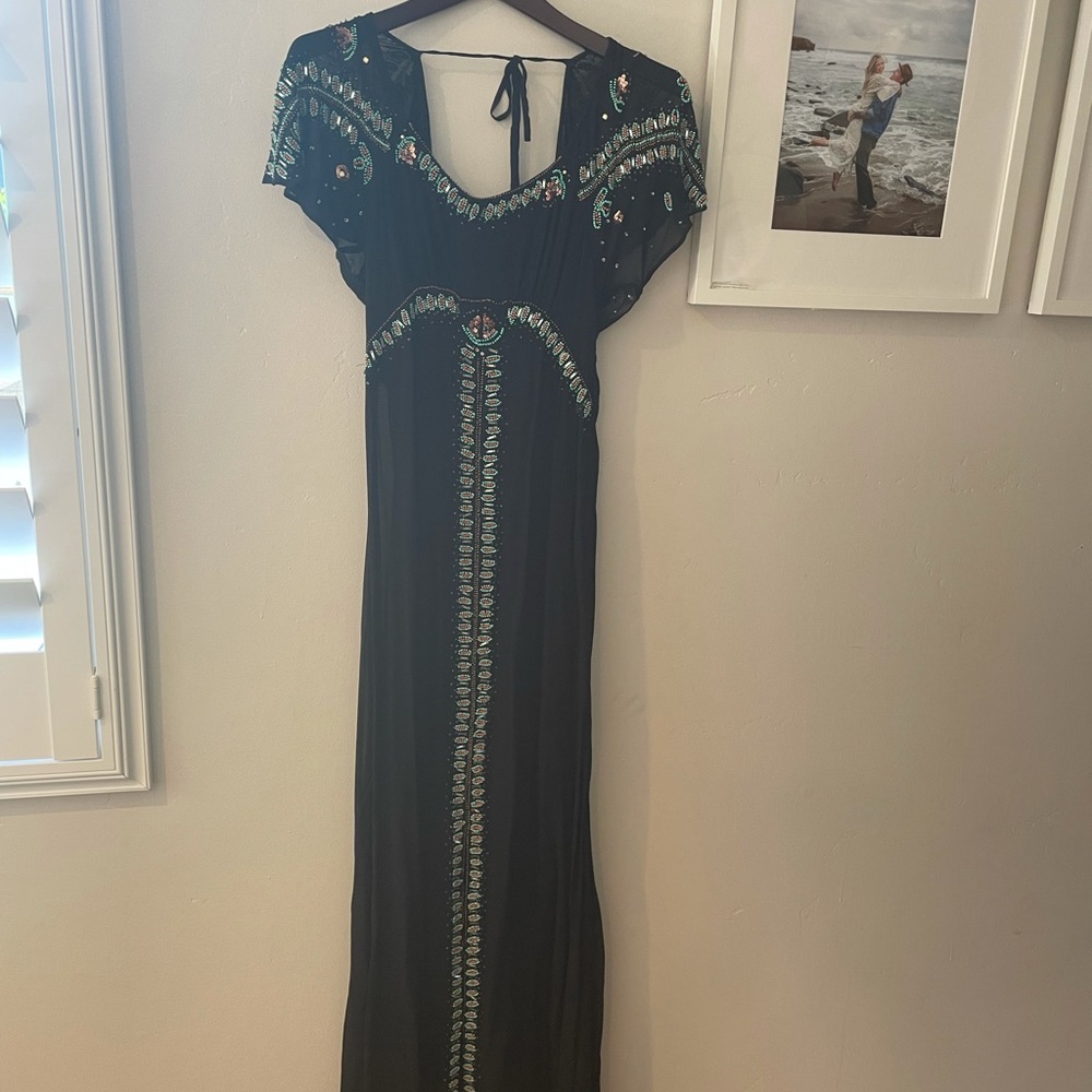 Free People Formal black chiffon gown size 2 - Picture 2 of 6